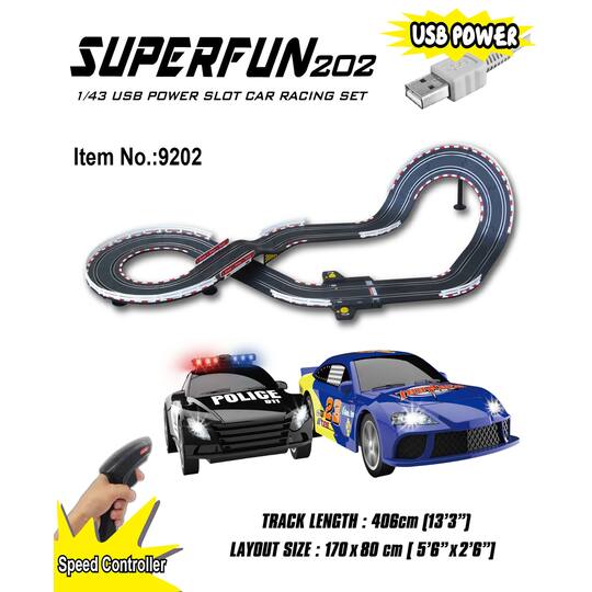 Joysway® SuperFun 202 USB Power Slot Car Racing Set
